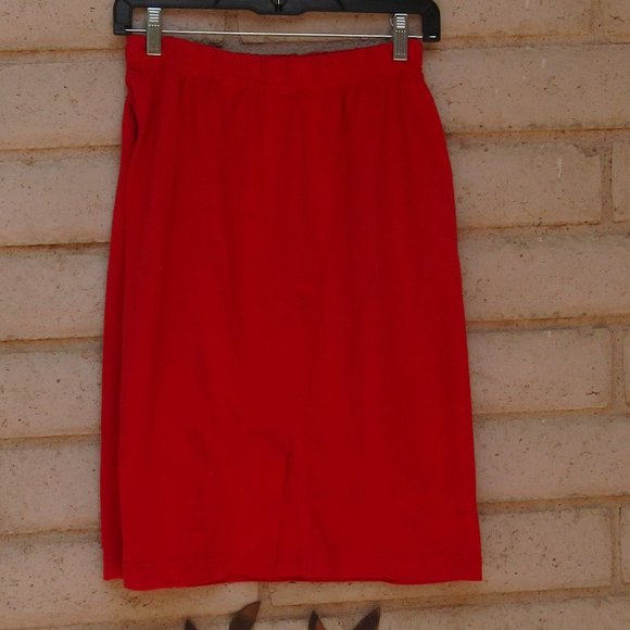 Red Cotton Skirt with Stretchy 24" Waist - Picture 2 of 4